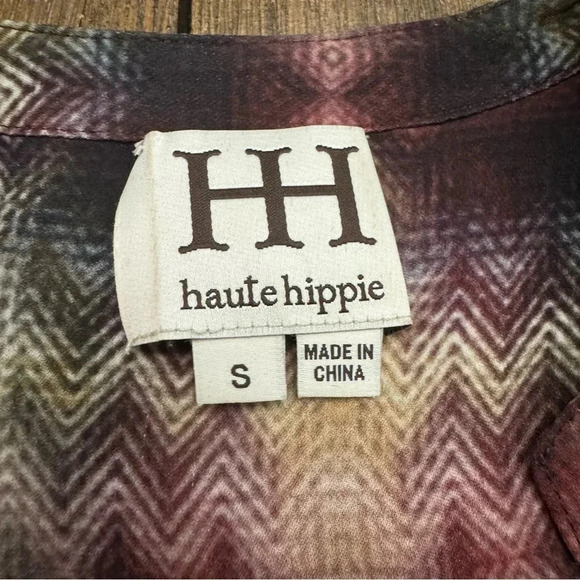 Haute Hippie 100% silk tribal print blouse. Size small. - Picture 3 of 11